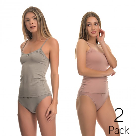 2 Pack Top Viscose Grey- Dusty Pink